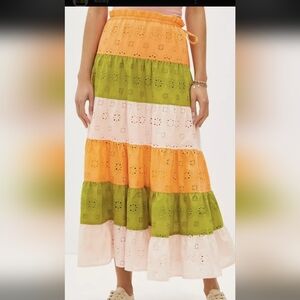 Hutch Multicolor Tiered Midi Skirt